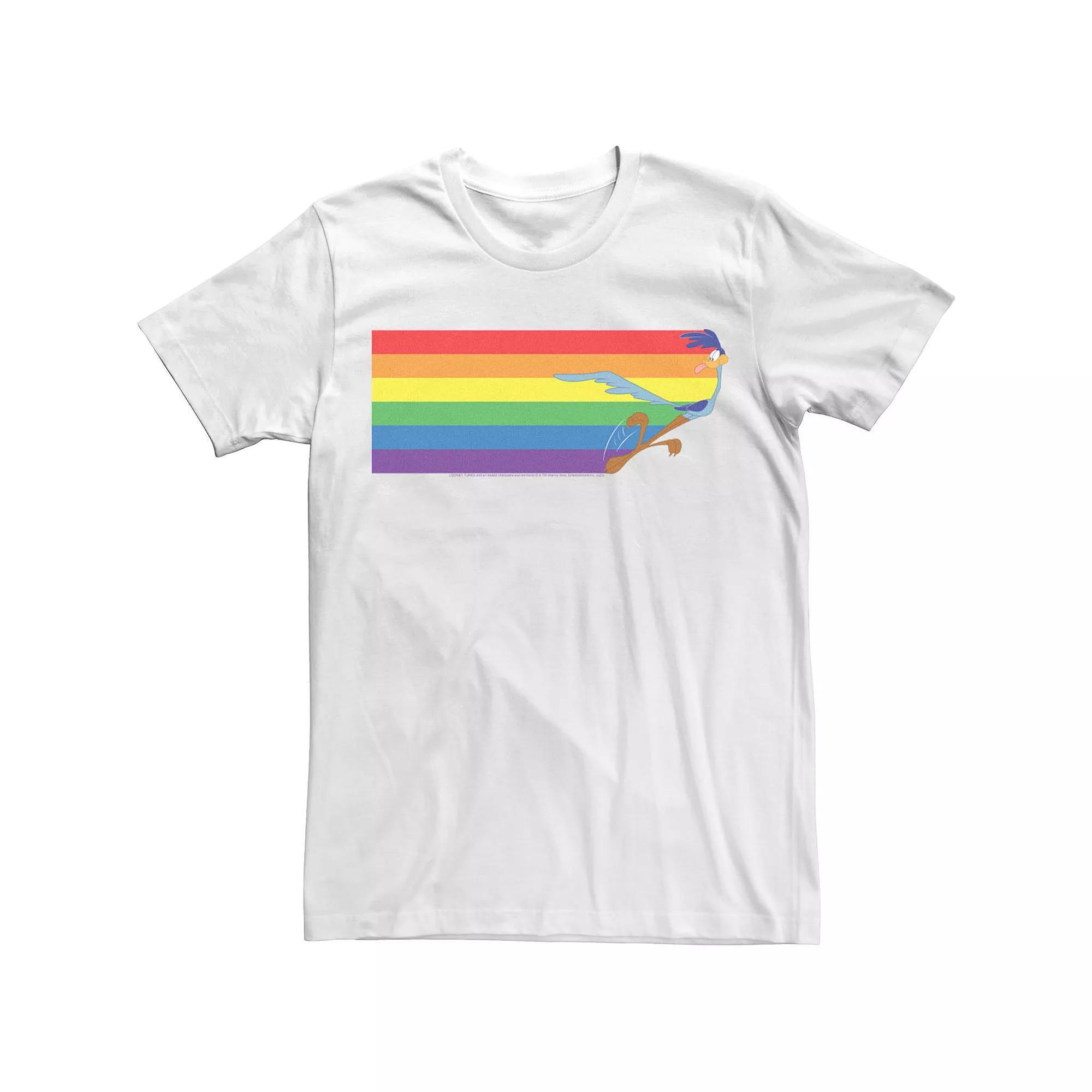 Men's Looney Tunes Pride Road Runner Rainbow Tee, Size: 3XL, White Product Image