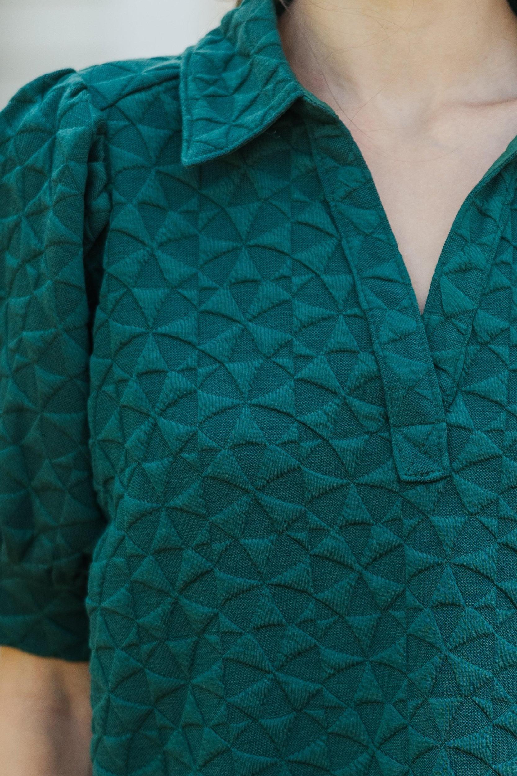 Worth Your While Hunter Green Textured Blouse Female Product Image