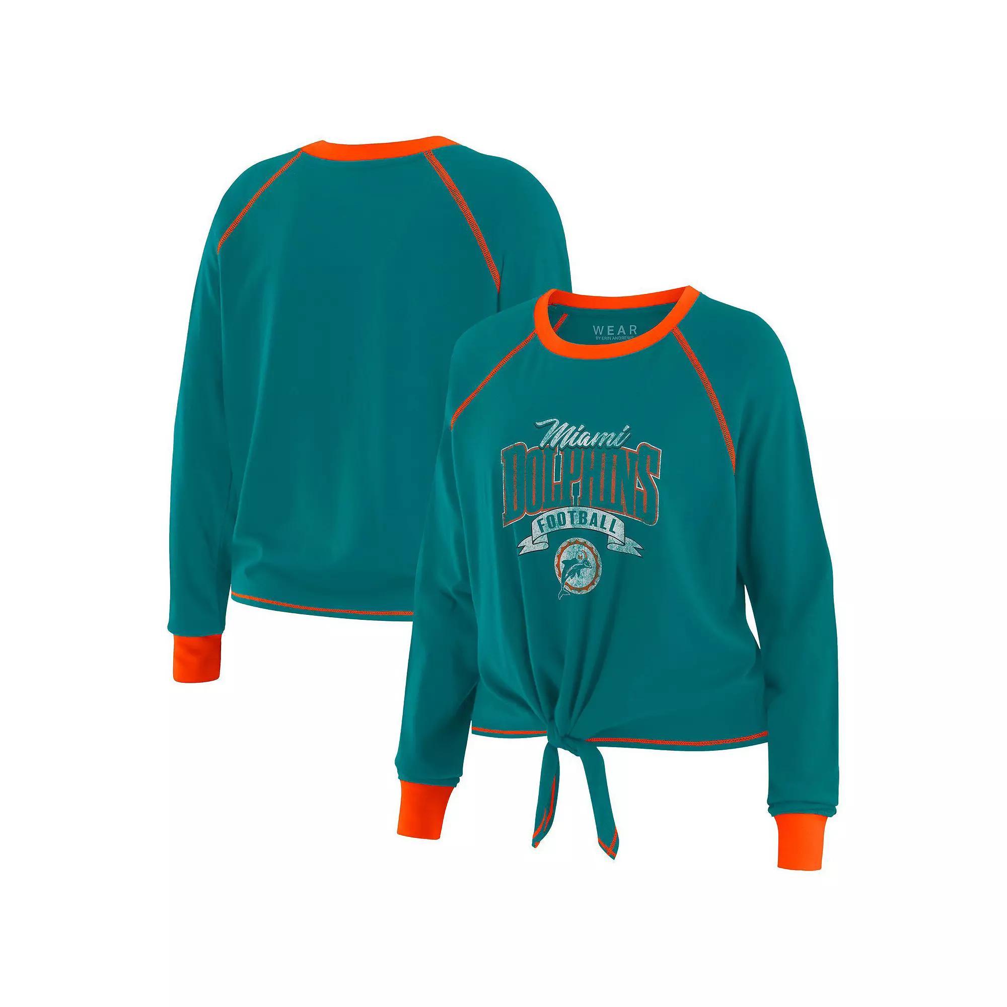 Women's WEAR by Erin Andrews Navy/Red Houston Texans Tie-Front Long Sleeve Top, Size: 2XL, Blue Product Image