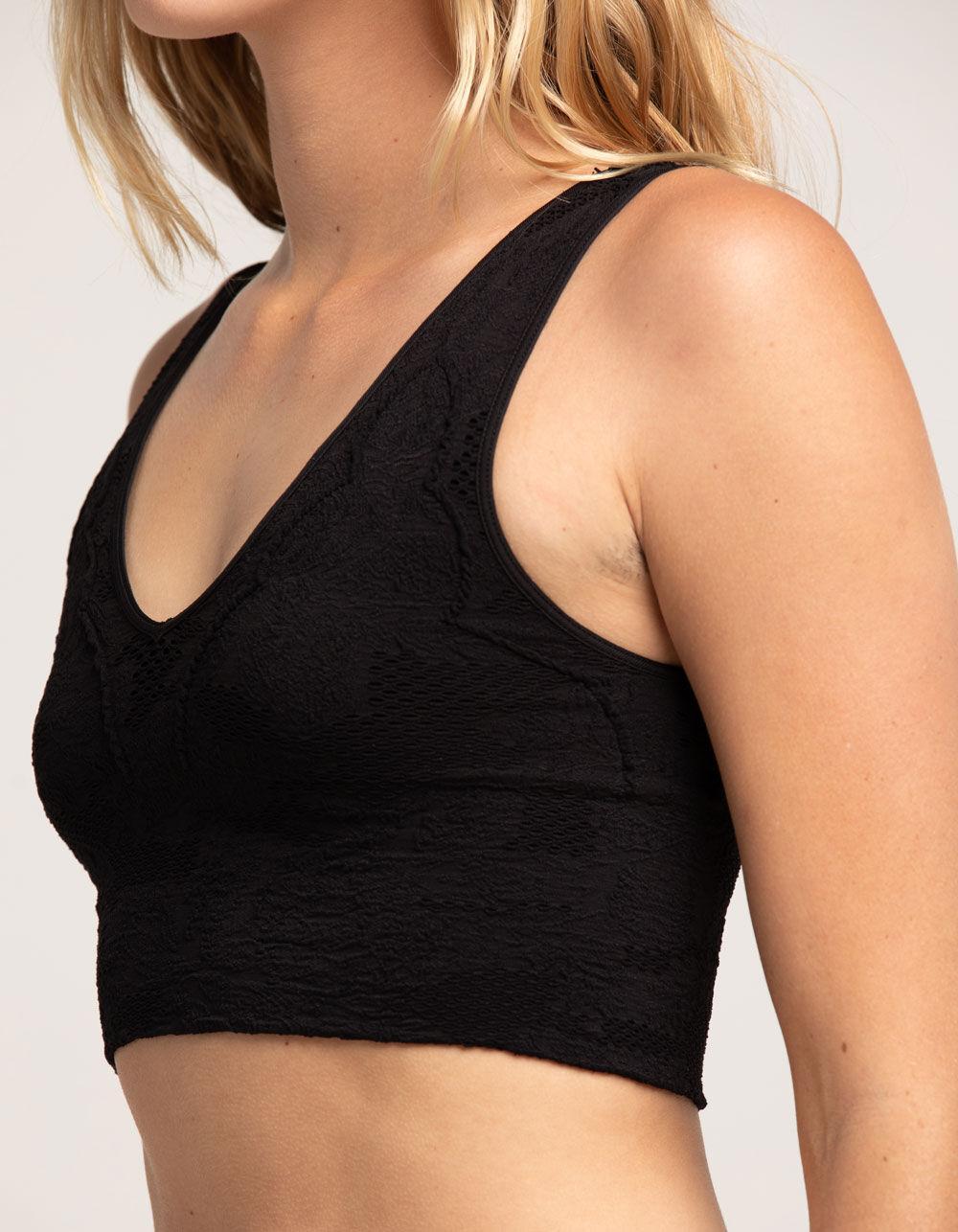 FULL TILT Seamless Textured Deep V Womens Tank Top - BLACK Product Image