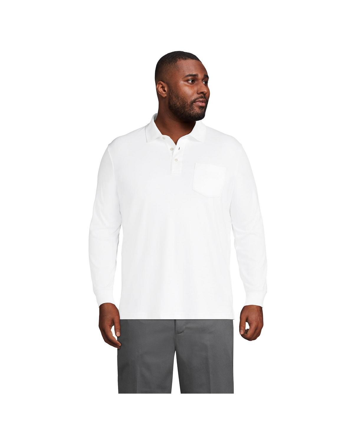 Big & Tall Lands' End Super Soft Relaxed-Fit Supima Pocket Polo, Men's, Size: XXL Tall, White Product Image