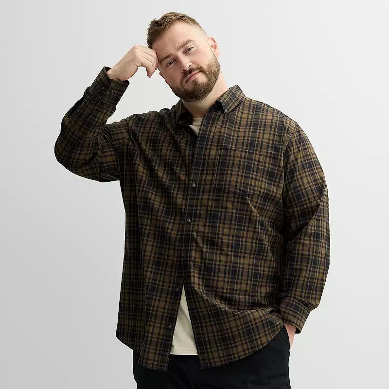 Big & Tall Sonoma Goods For Life® Perfect Length Button-Down Shirt, Men's, Size: 4XB, Blue Gingham Product Image