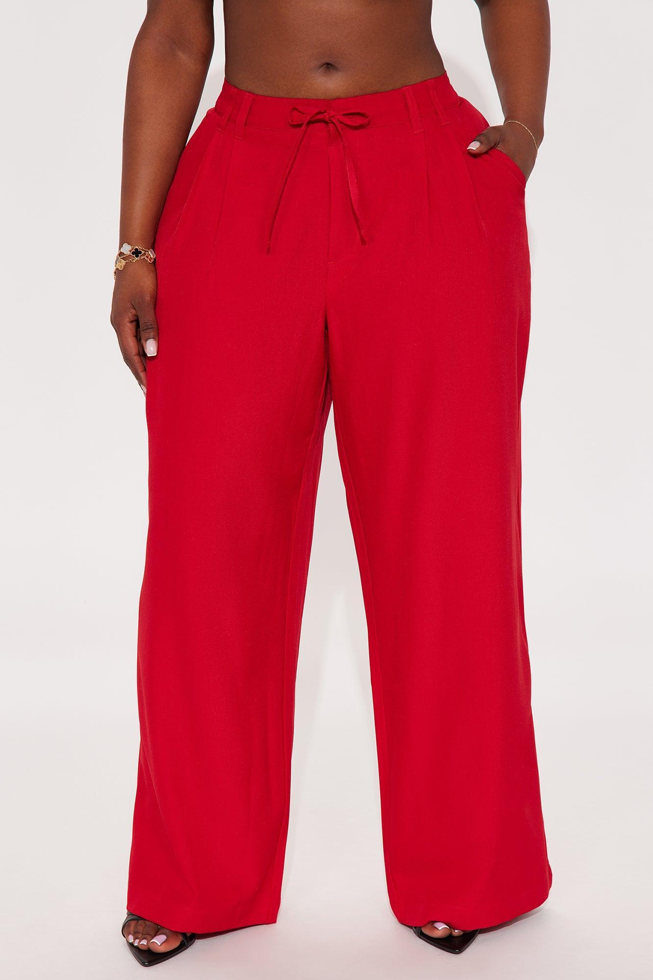 Cami Wide Leg Trouser Pant - Red Product Image