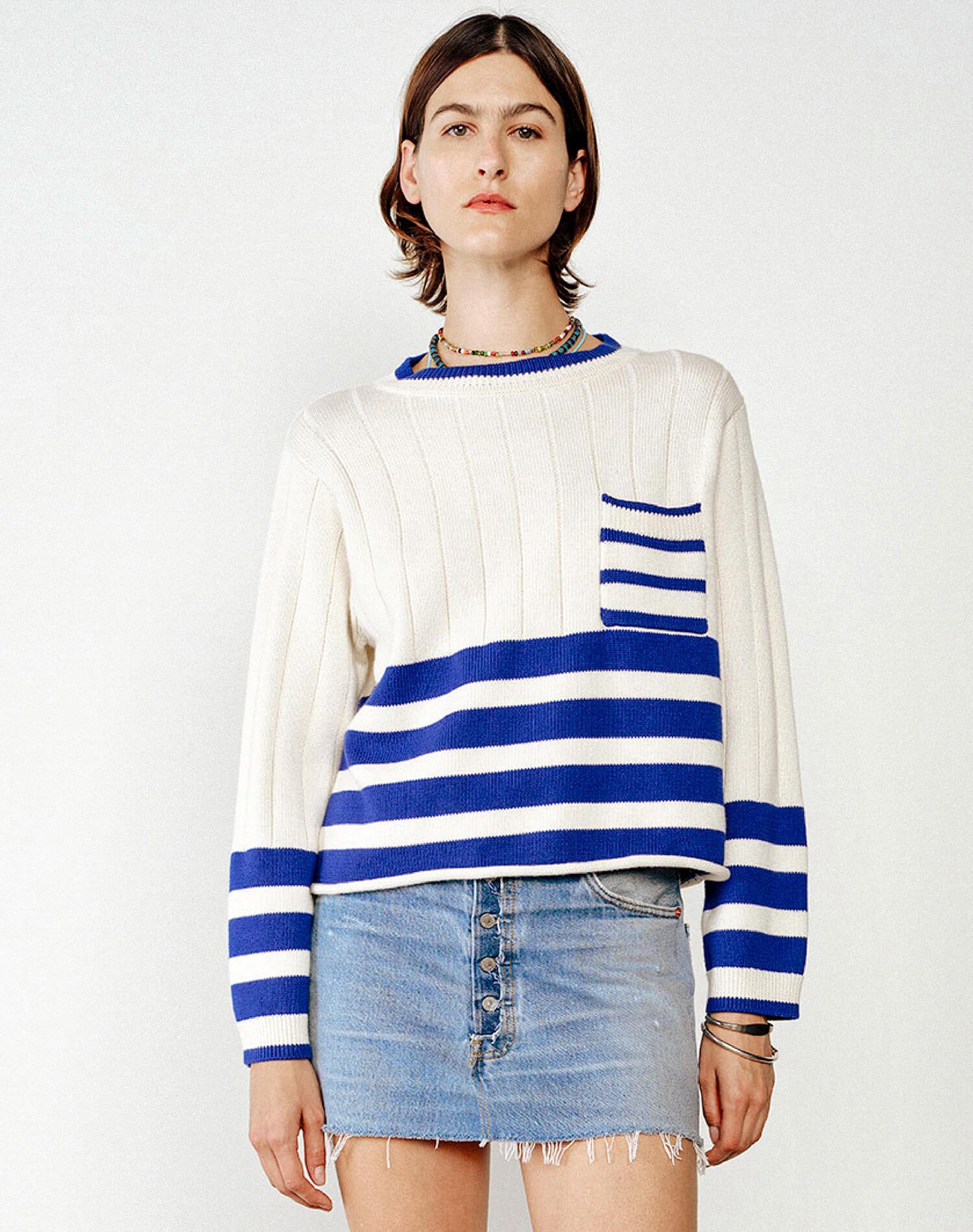 The Nash Crewneck - Ivory Combo Female Product Image