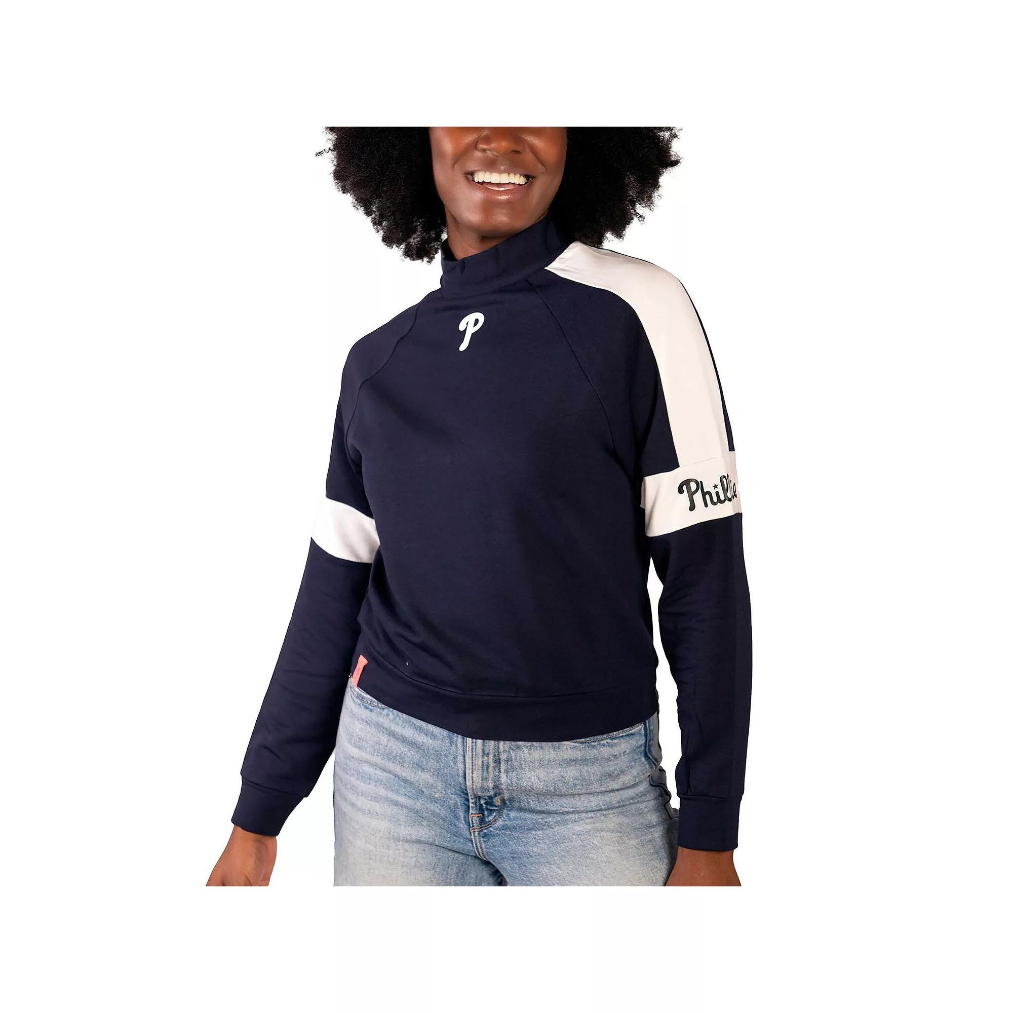 Women's Lusso  Navy Philadelphia Phillies Monica Pullover Sweatshirt, Size: 2XL, Blue Product Image