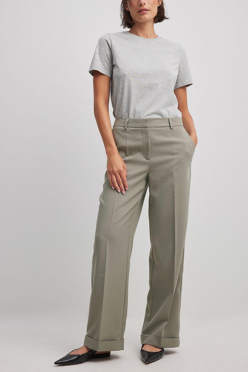 Fold Up Mid Waist Pants Product Image