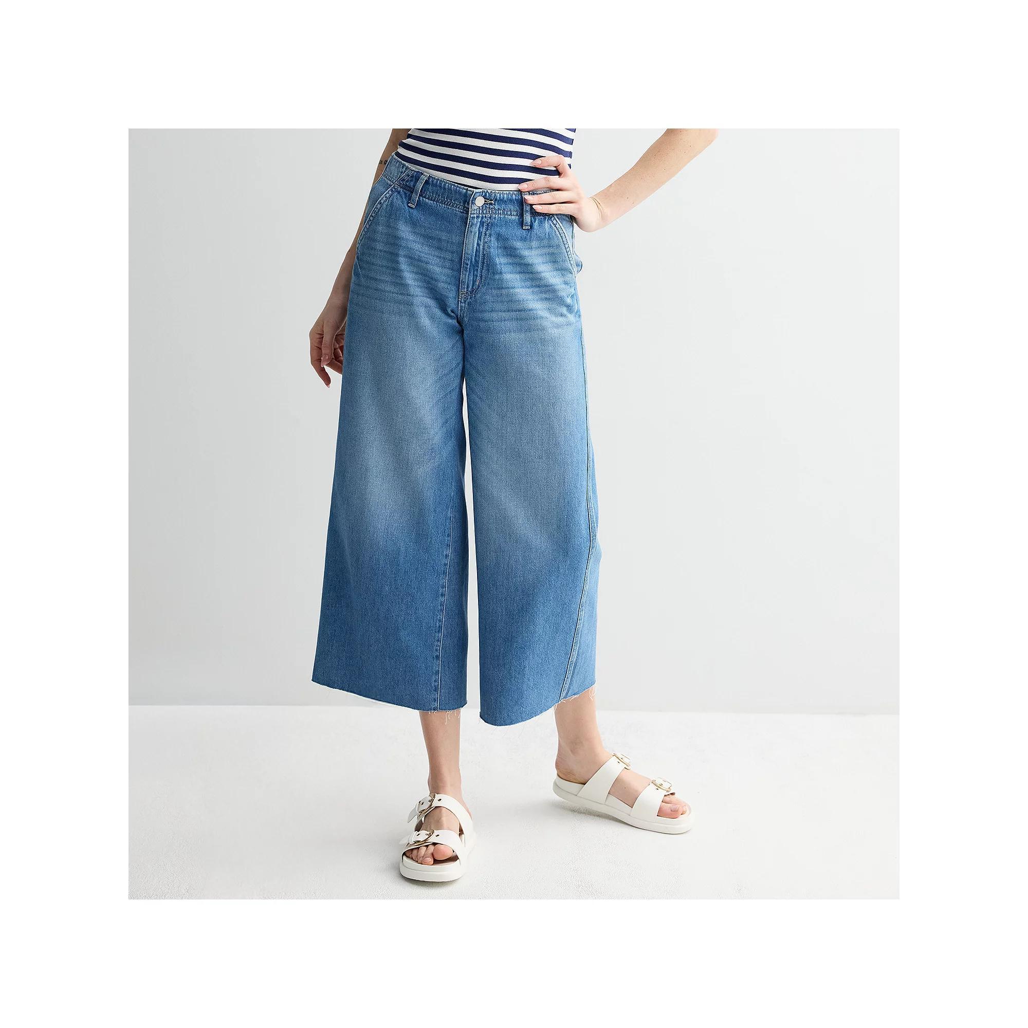 Women's Sonoma Goods For Life® Relaxed Fit Wide-Leg Ankle Jeans, Size: 14, Medium Blue Product Image