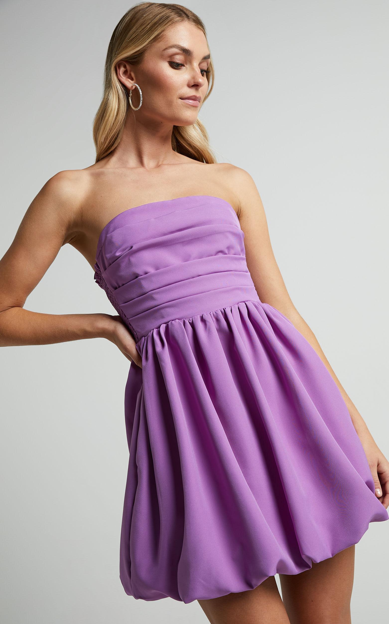 Shaima Mini Dress - Strapless Bubble Hem Dress in Orchid Product Image