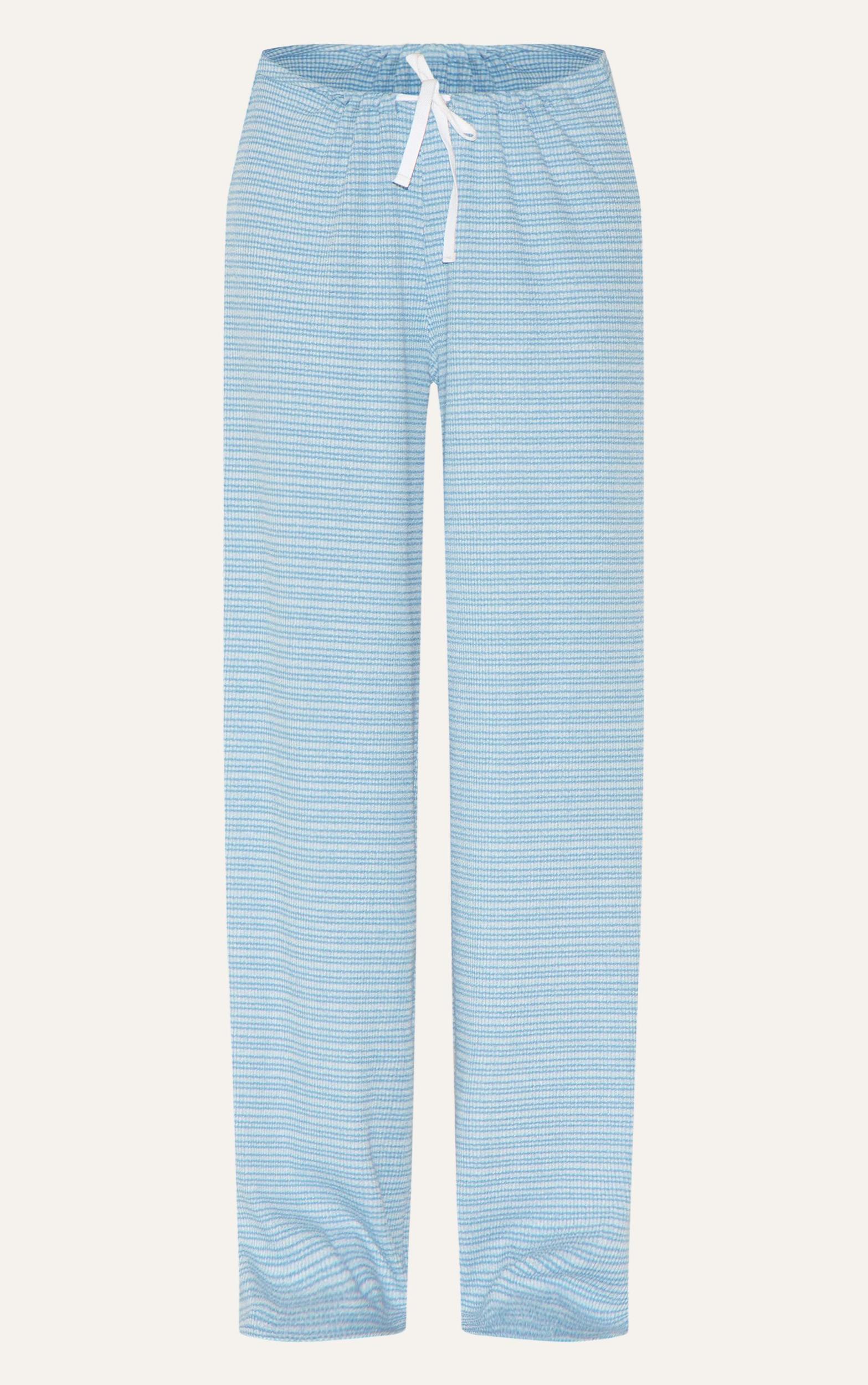 Blue Striped Contrast Drawstring Slouchy Pants Product Image