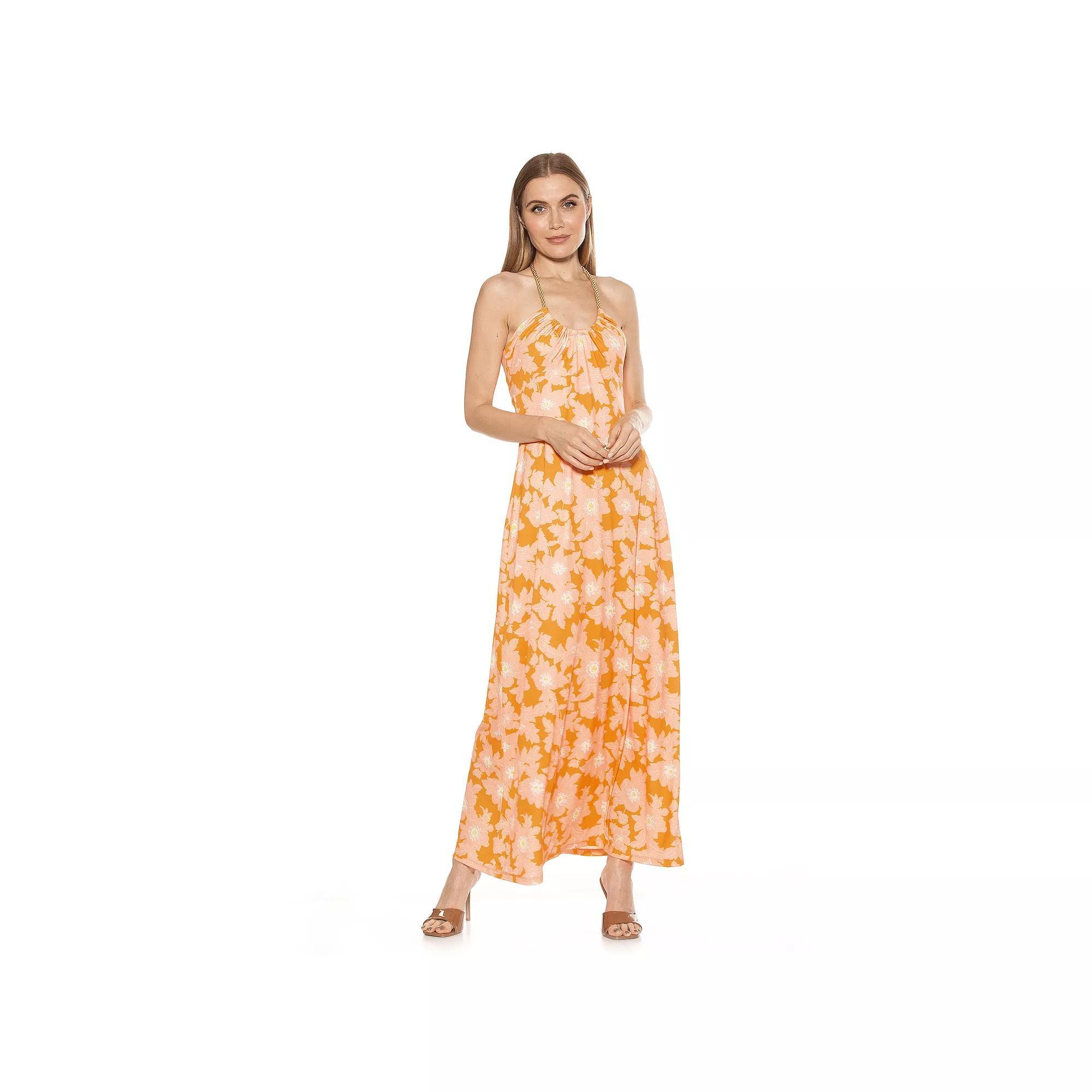 Women's ALEXIA ADMOR Selena Scoopneck Maxi Dress, Size: Medium, Blush Floral Product Image