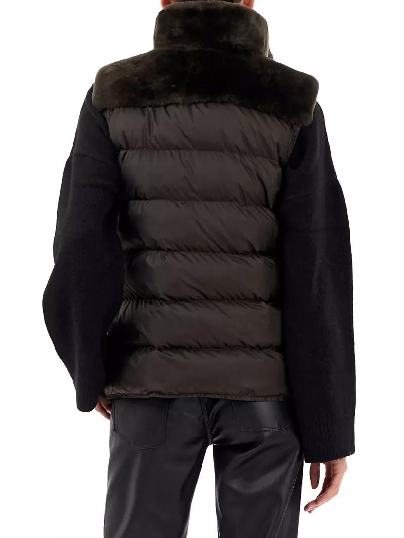 Shearling Lamb Zip Vest with Quilted Back Product Image