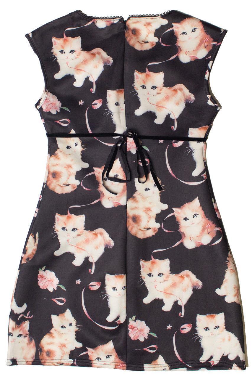 Cute Kitten Cap Sleeve Dress Product Image