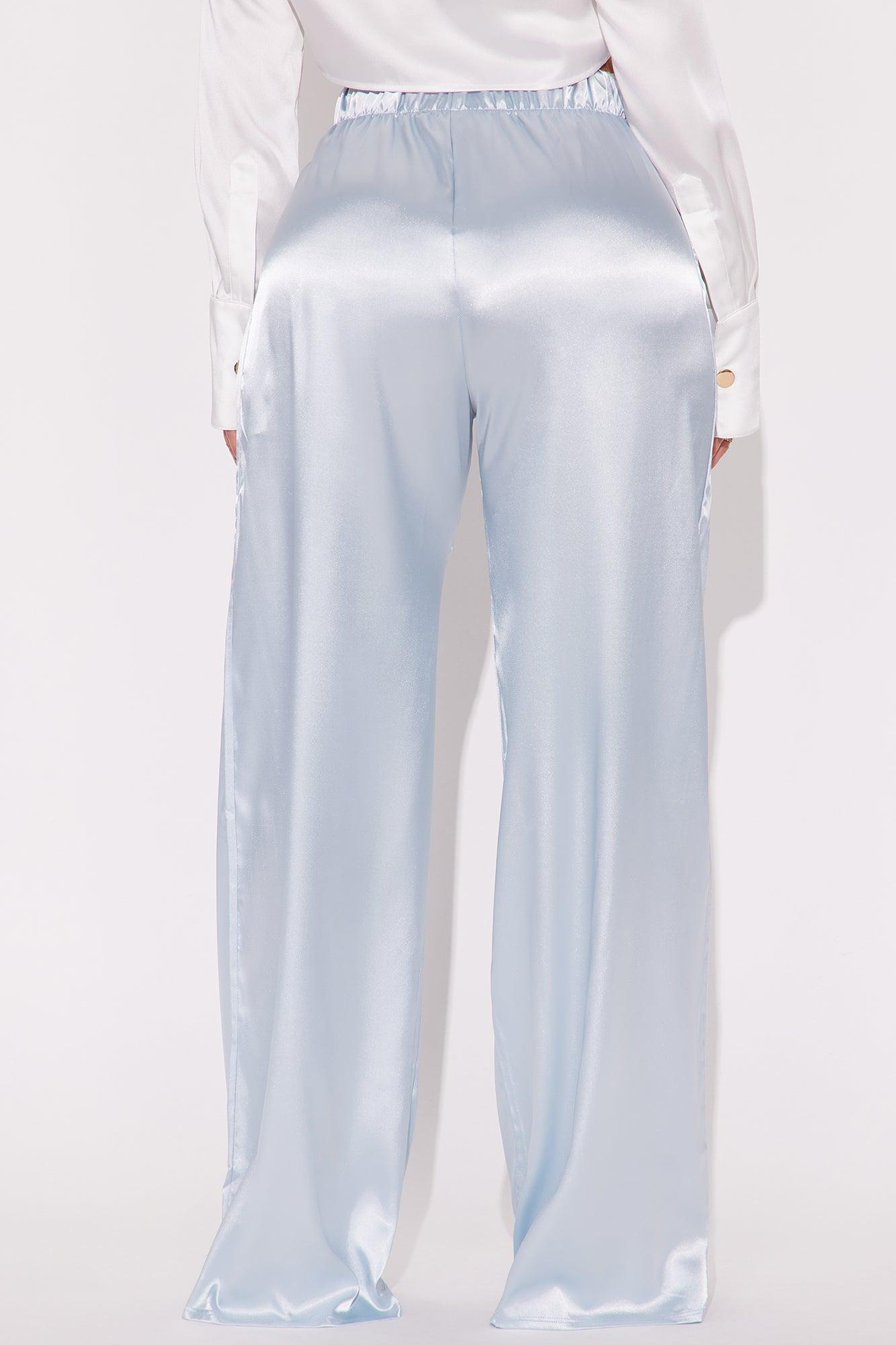 Tone It Down Satin Trouser - Light Blue Product Image