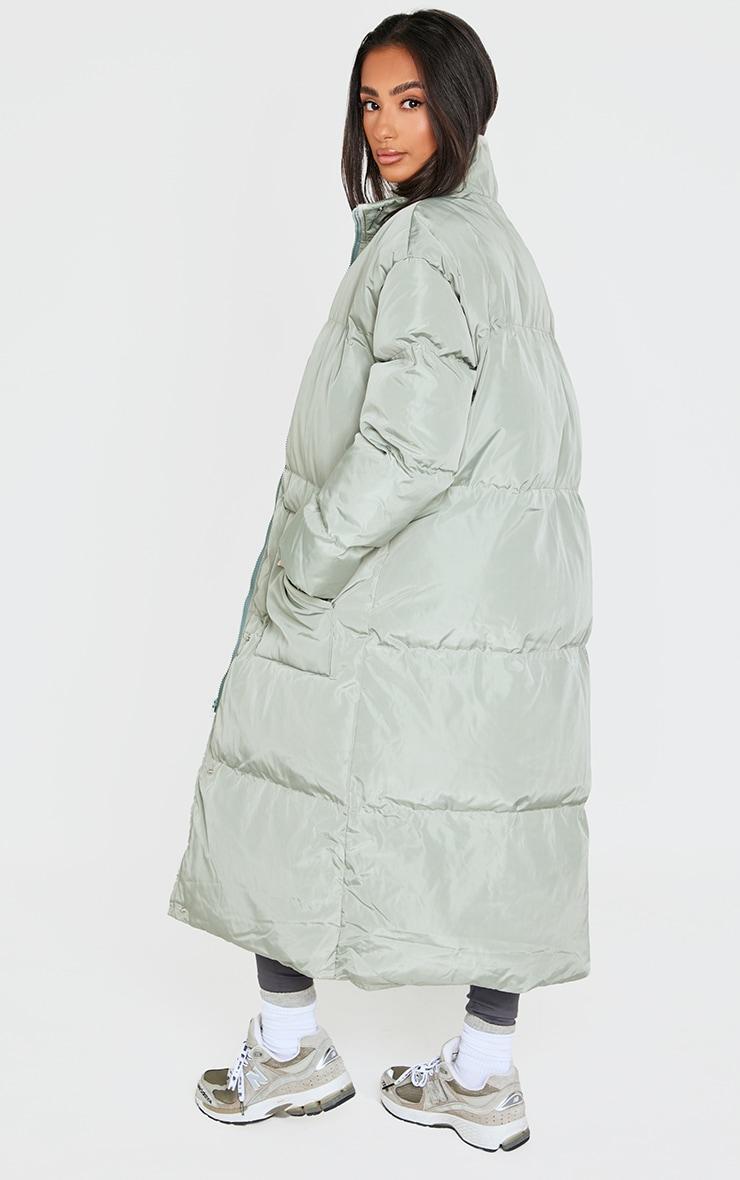 Petite Sage Green Maxi Puffer Coat Product Image