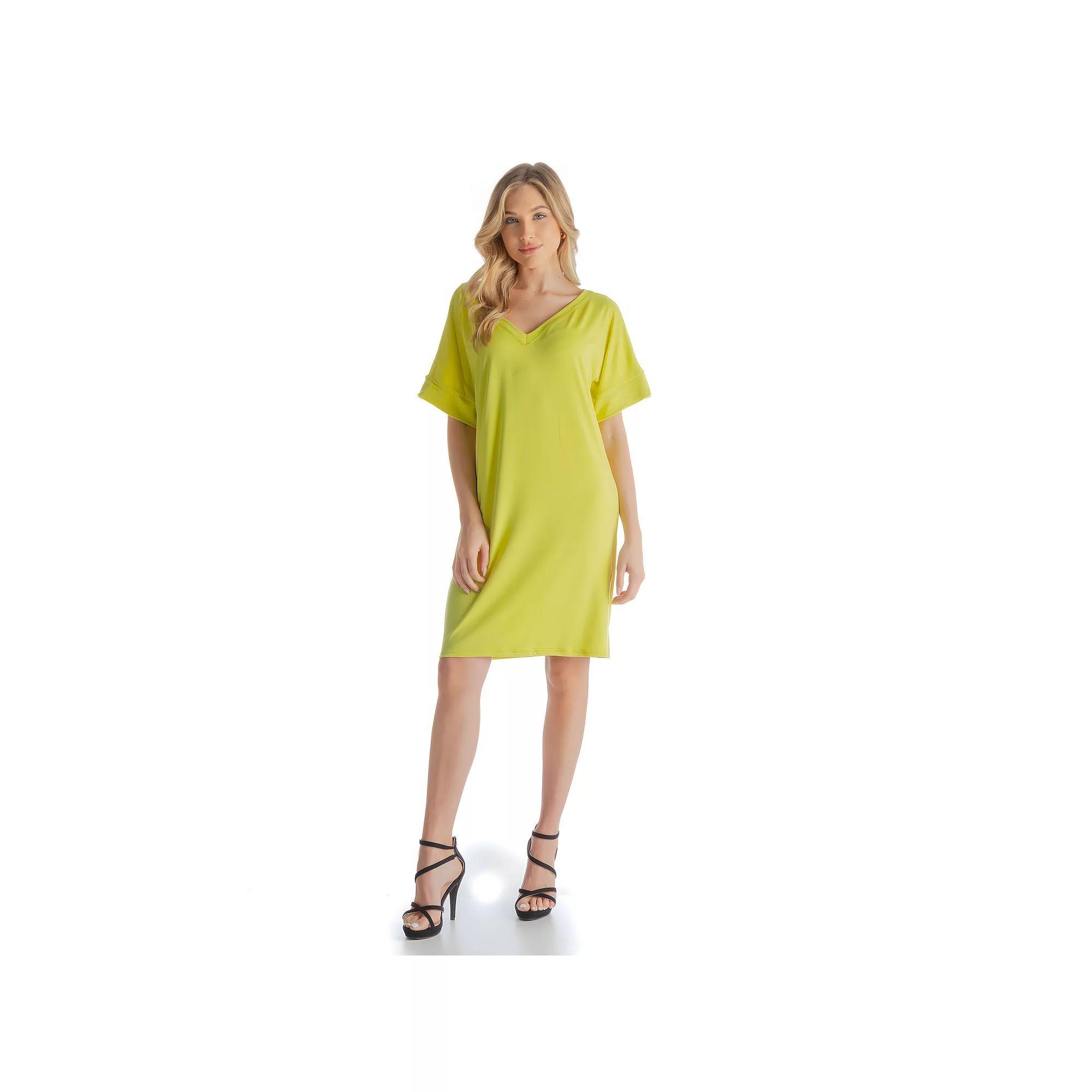 Women's 24Seven Comfort Apparel Loose Fit Tee Style Dress, Size: Small, Green Product Image