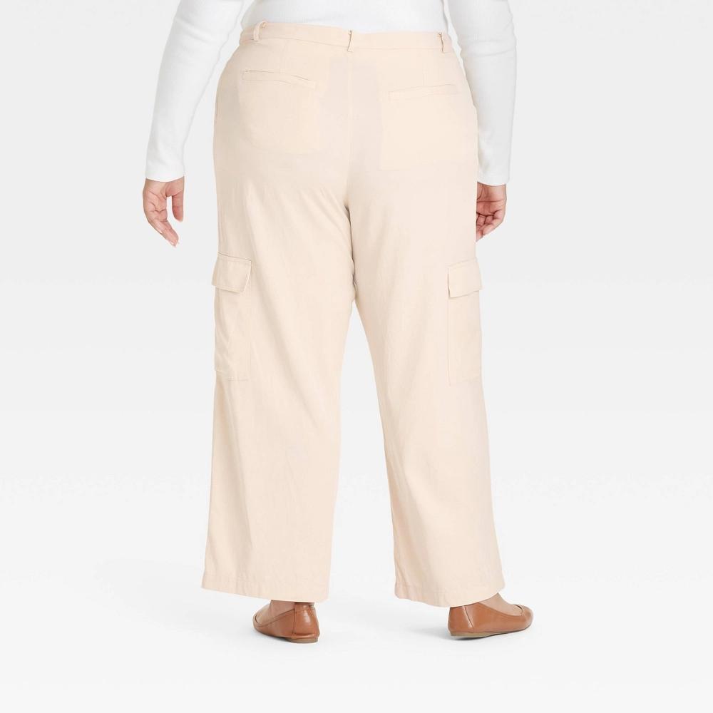 Womens High-Rise Straight Leg Cargo Pants - Universal Thread Cream 26 Product Image