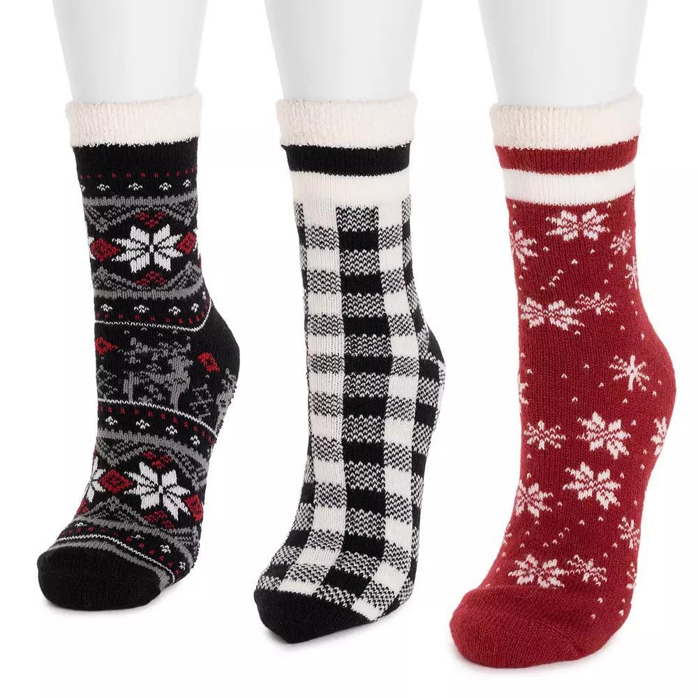 Women's MUK LUKS 3-Pair 2 Layer Quarter Socks, Red Ebony Product Image