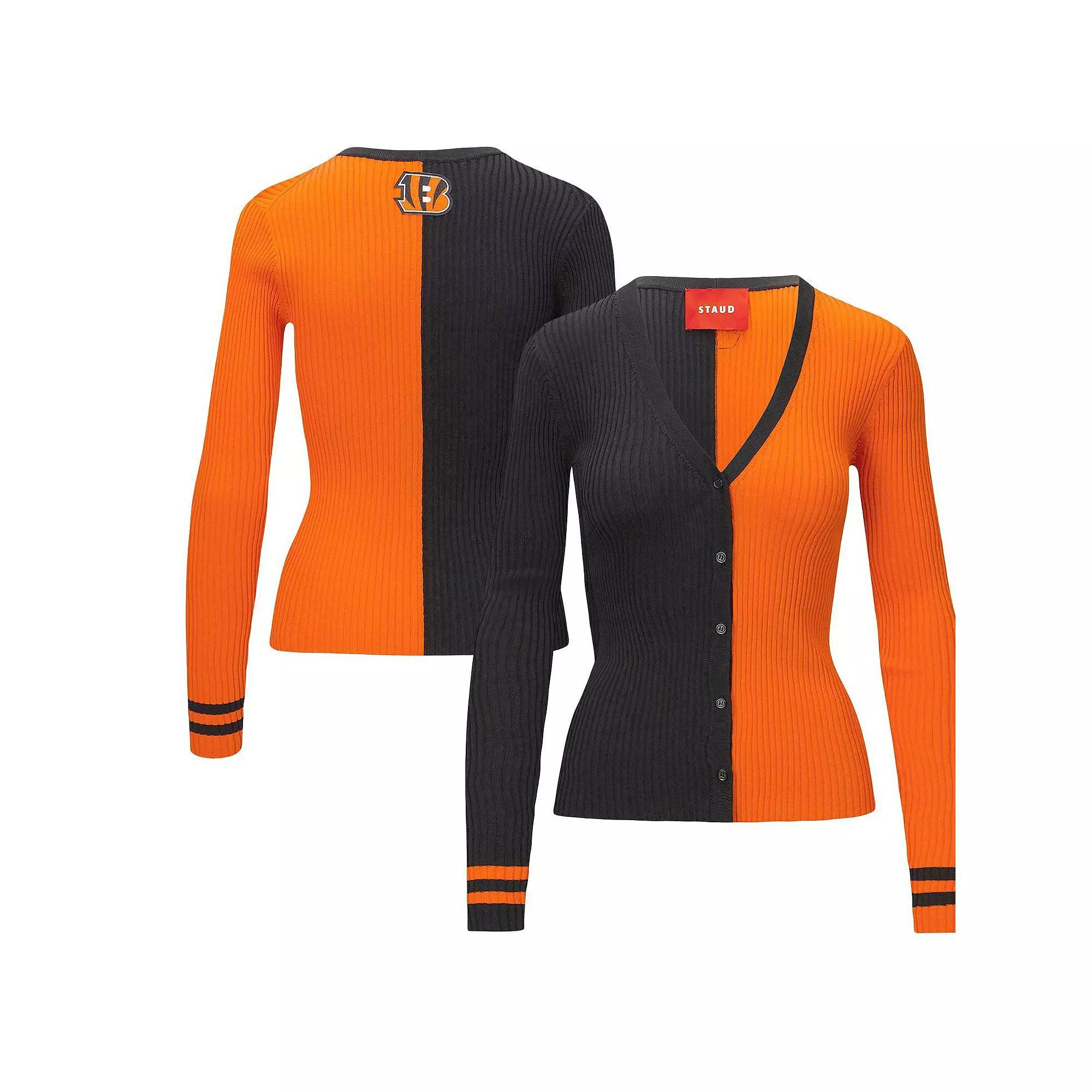 Women's STAUD Black/Orange Cincinnati Bengals Cargo Sweater, Size: Large Product Image