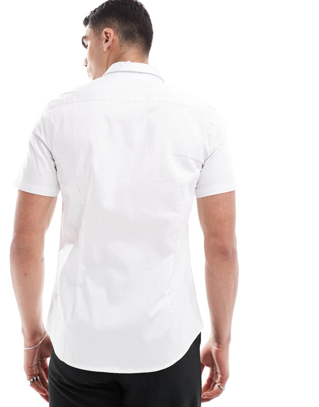 ASOS DESIGN slim sateen short sleeve shirt Product Image