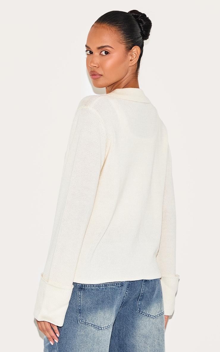 Cream Deep Cuff Button Cardigan Product Image
