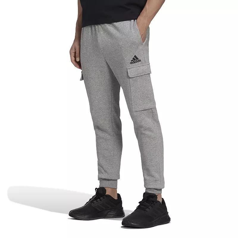 Mens adidas Essentials Tapered Fleece Cargo Pants Medium Gray Grey Product Image