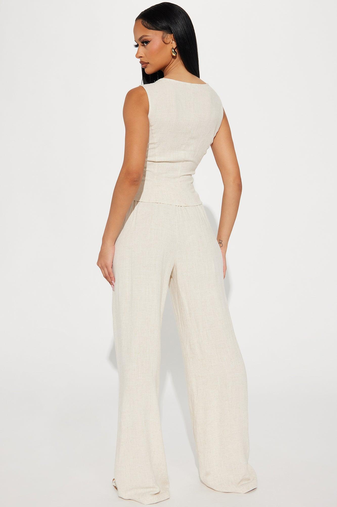 Better Off Linen Pant Set - Khaki Product Image