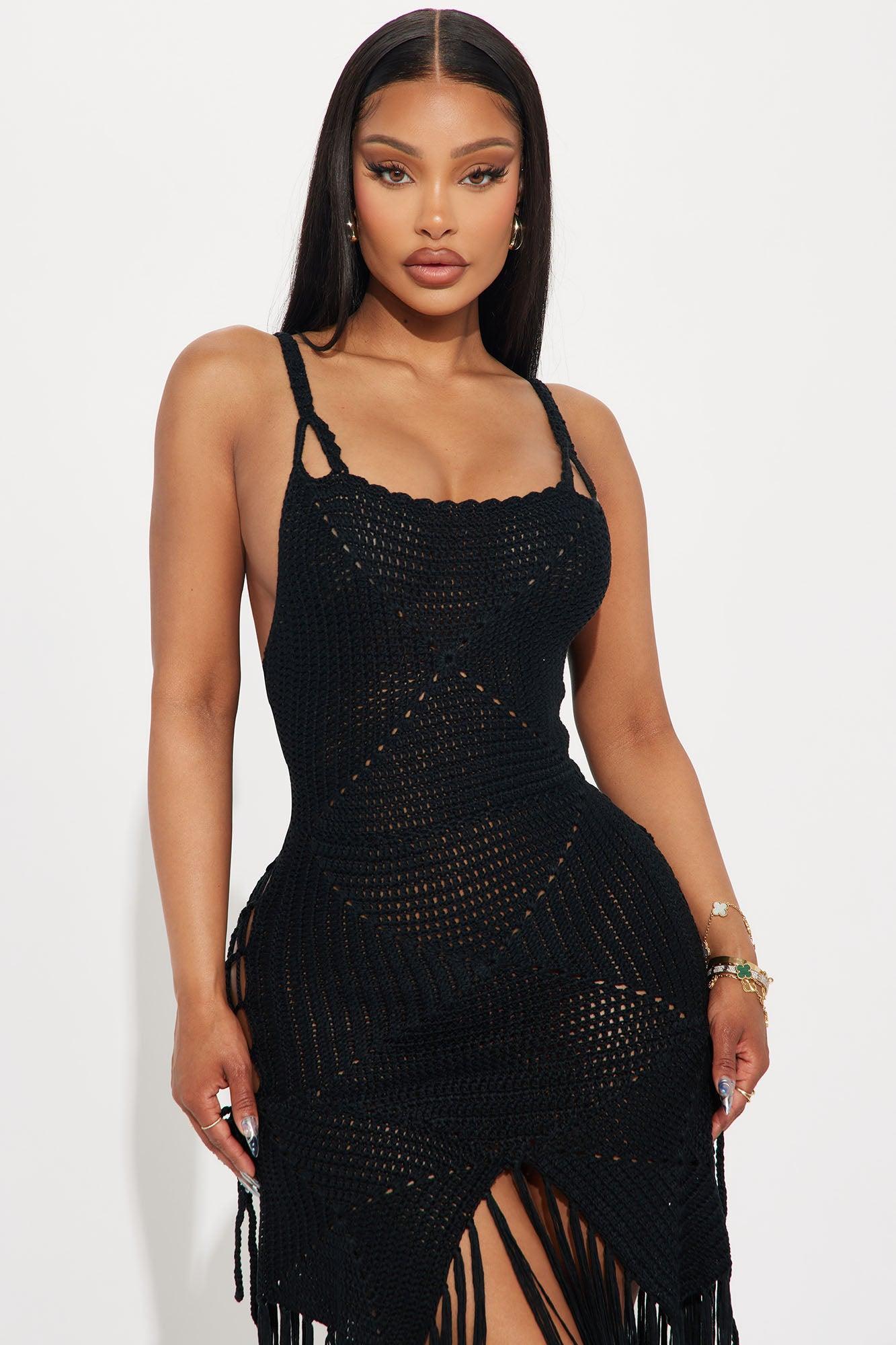 Andrea Crochet Mini Dress - Black Product Image