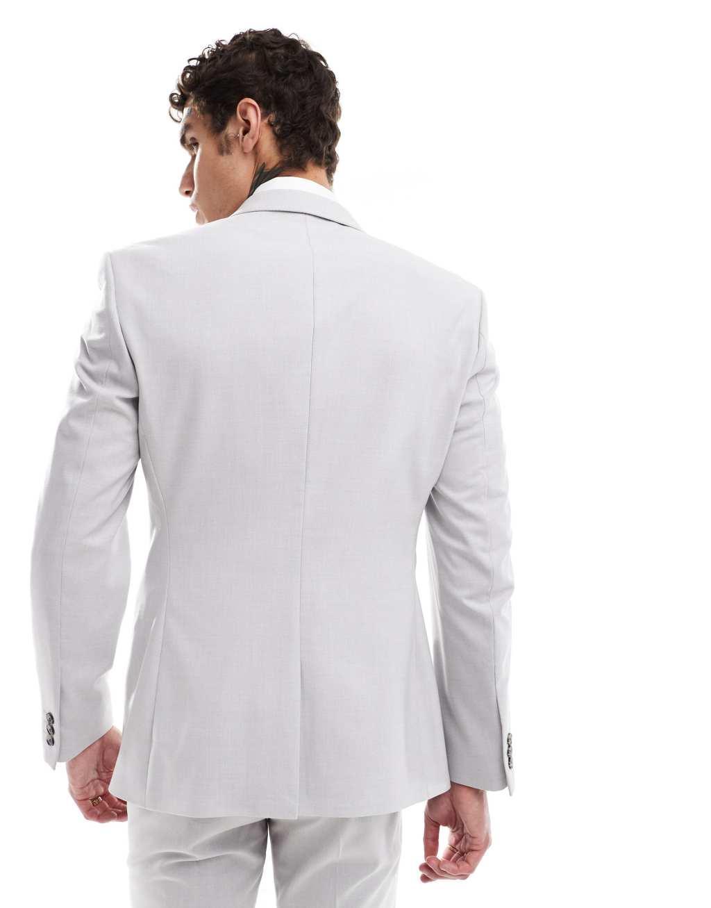 ASOS DESIGN skinny suit jacket in ice gray Product Image