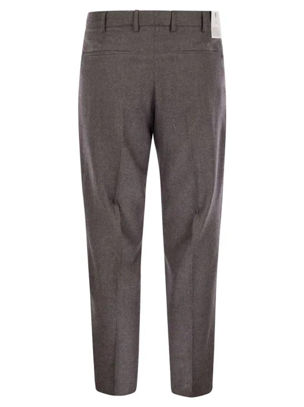 PT TORINO Rebel - Wool And Silk Flannel Trousers In Brown Product Image