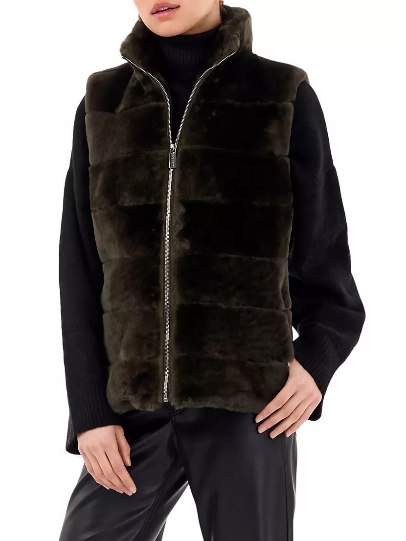 Shearling Lamb Zip Vest with Quilted Back Product Image