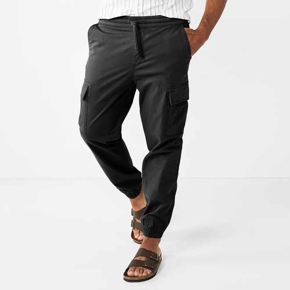 Men's Sonoma Goods For Life® Pull-On Cargo Jogger Pants, Size: Small, Black Luxe Product Image