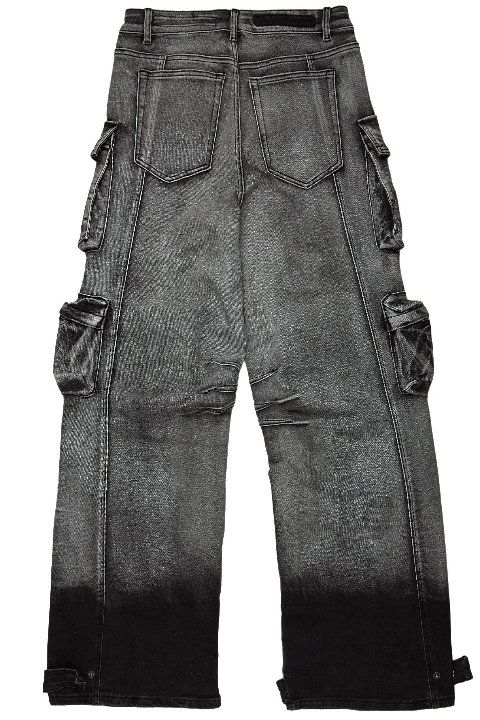 Mahesh Dark Grey Wash Baggy Cargo Jean Male Product Image