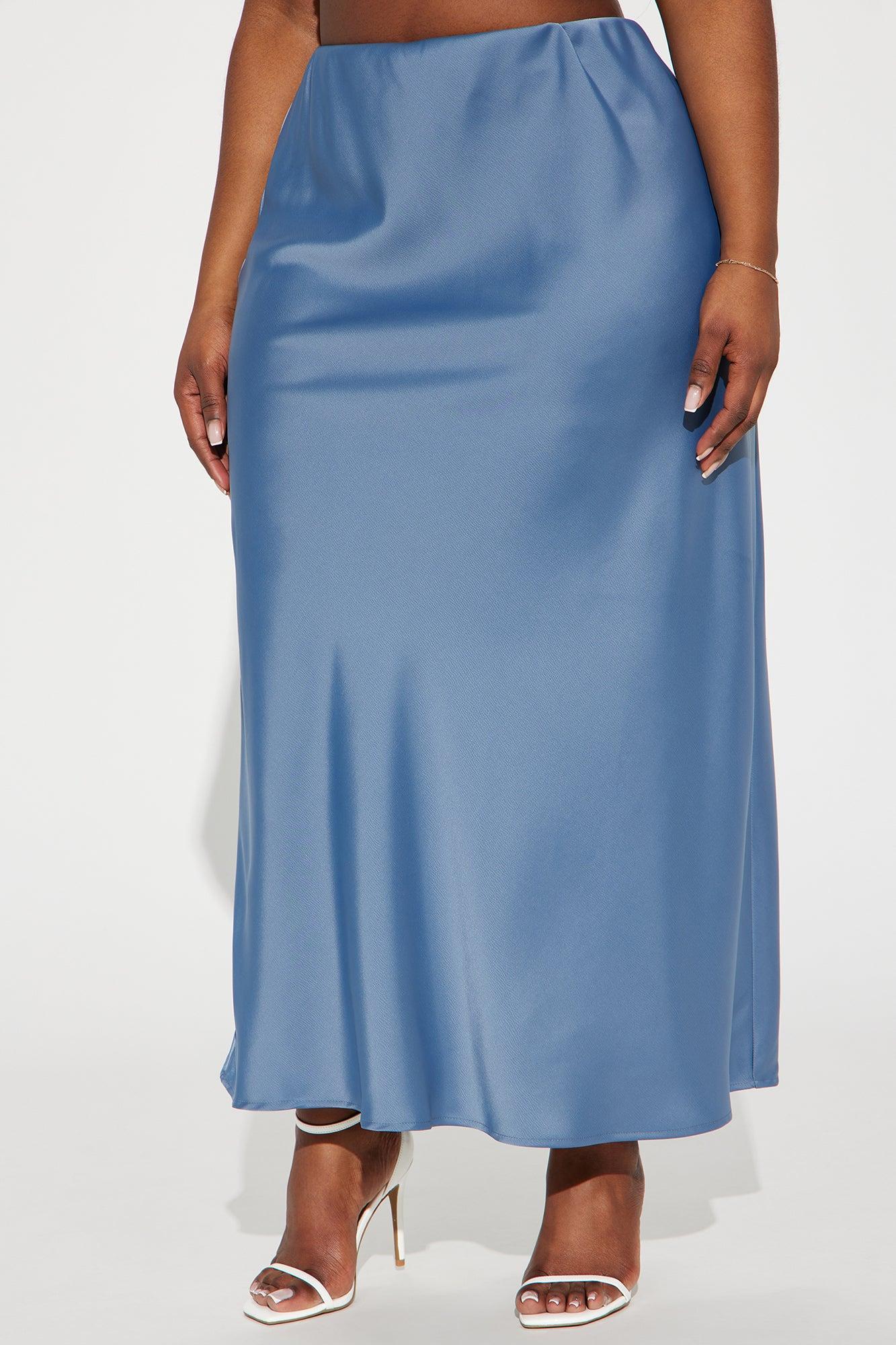 Brunch to GNO Satin Maxi Skirt - Blue Product Image