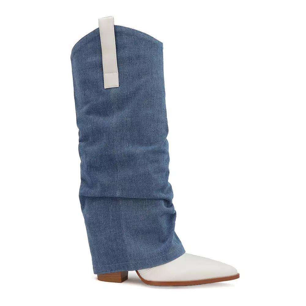 Yoki Kween Women's Western Boots With Pull Tabs, Size: 6.5, Blue Product Image