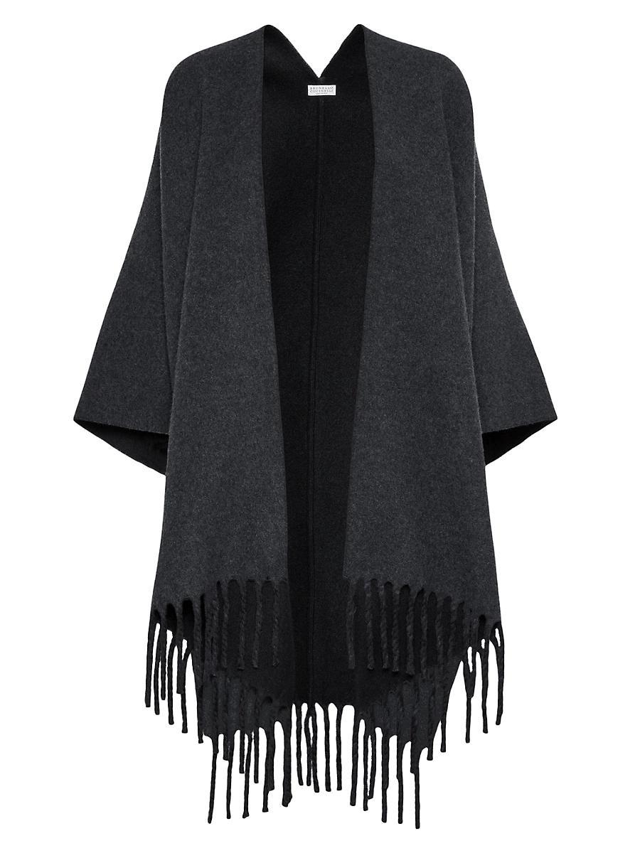 Womens Wool and Cashmere Reversible Double Knit Poncho Product Image