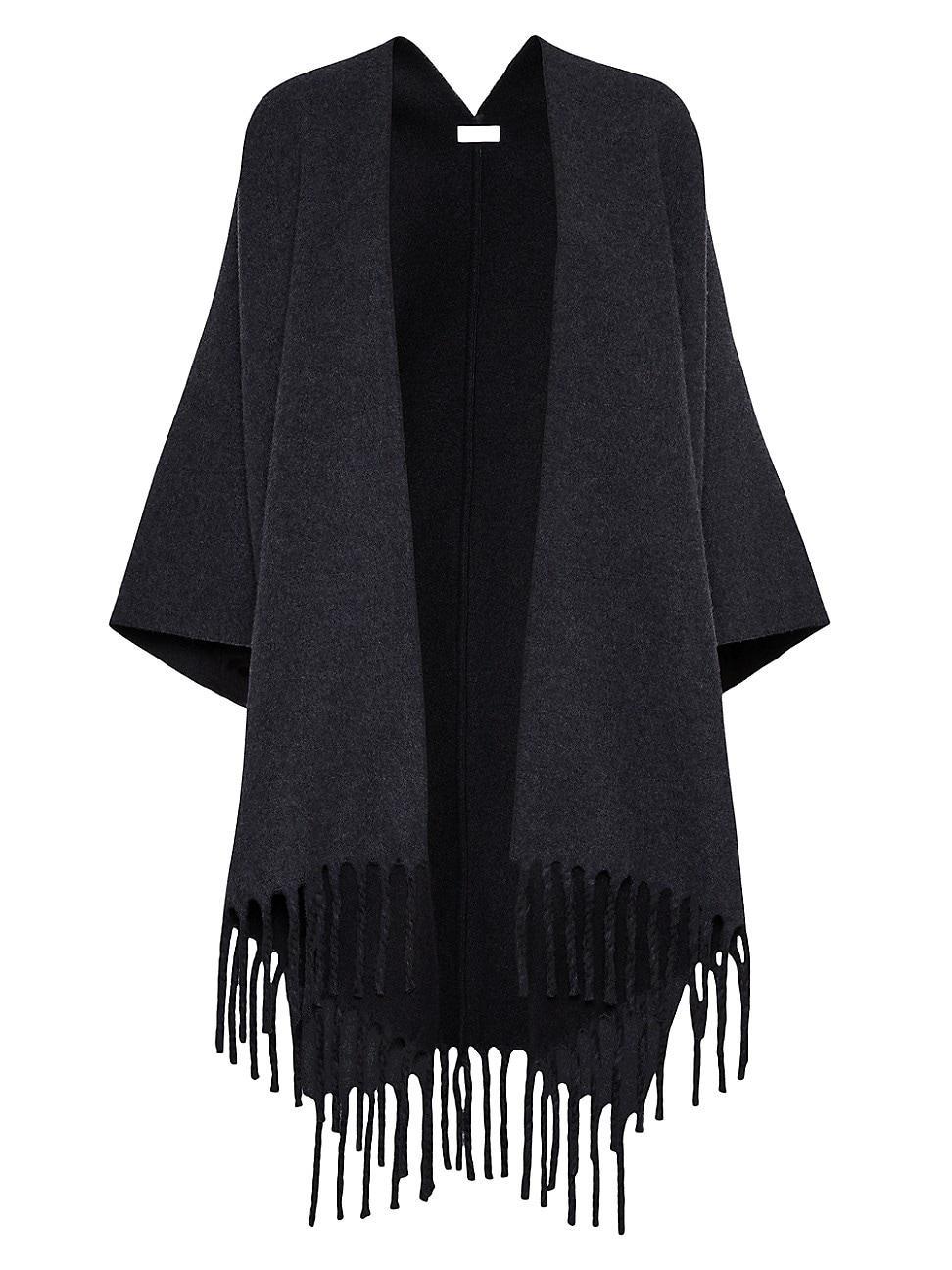 Womens Wool and Cashmere Reversible Double Knit Poncho Product Image