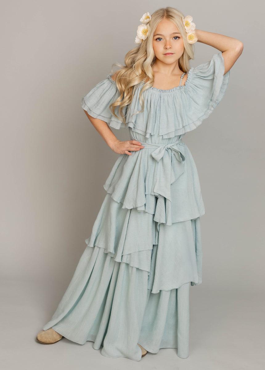 Litta Dress in Pale Blue Girls Product Image