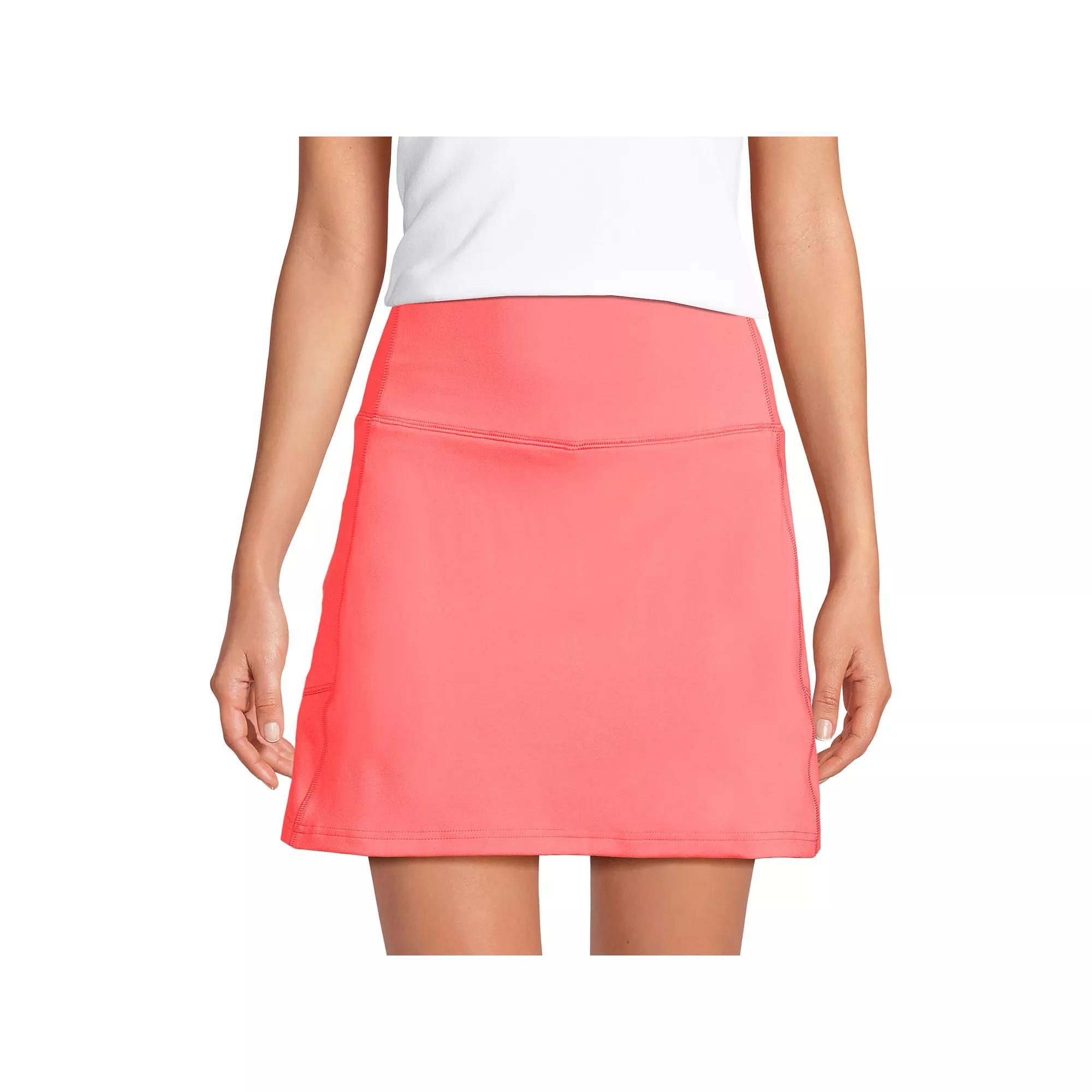 Women's Lands' End Active High-Impact High-Rise Flat Front Skort, Size: Medium, Black Product Image
