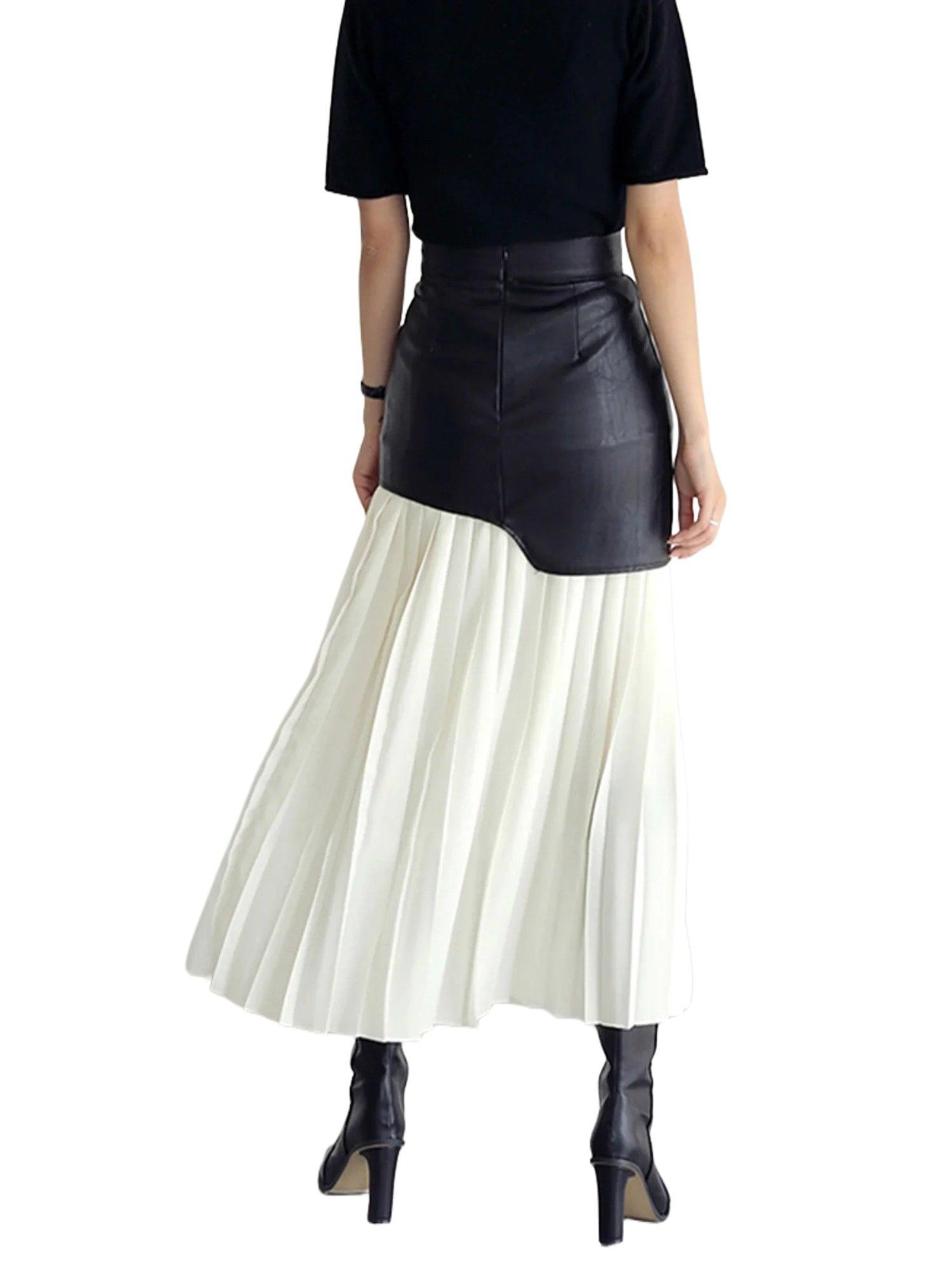 Lily Clothing Patchwork Pleats Skirt Product Image