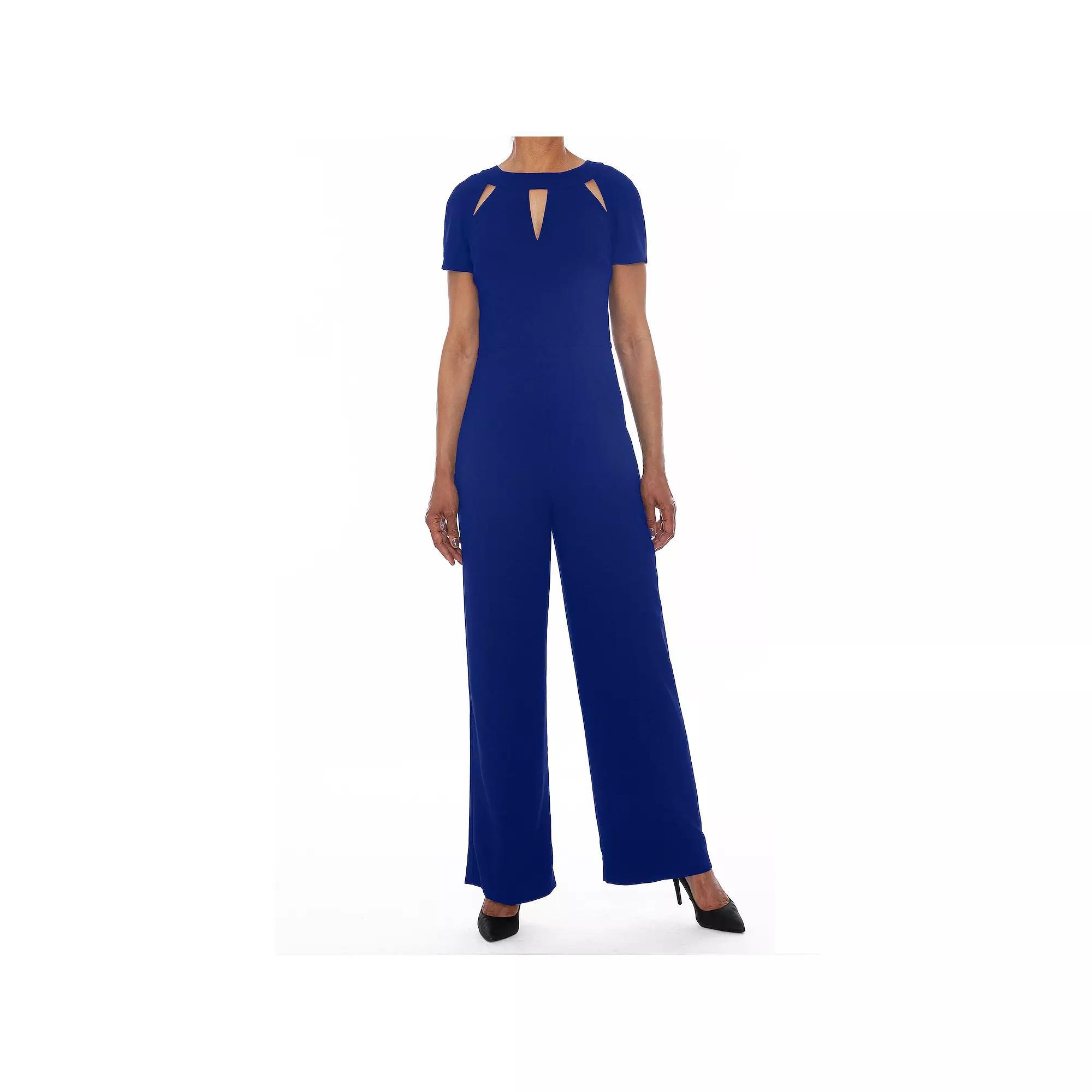 Women's Focus By Shani Keyhole Crepe Flare Jumpsuit, Size: 6, Black Product Image