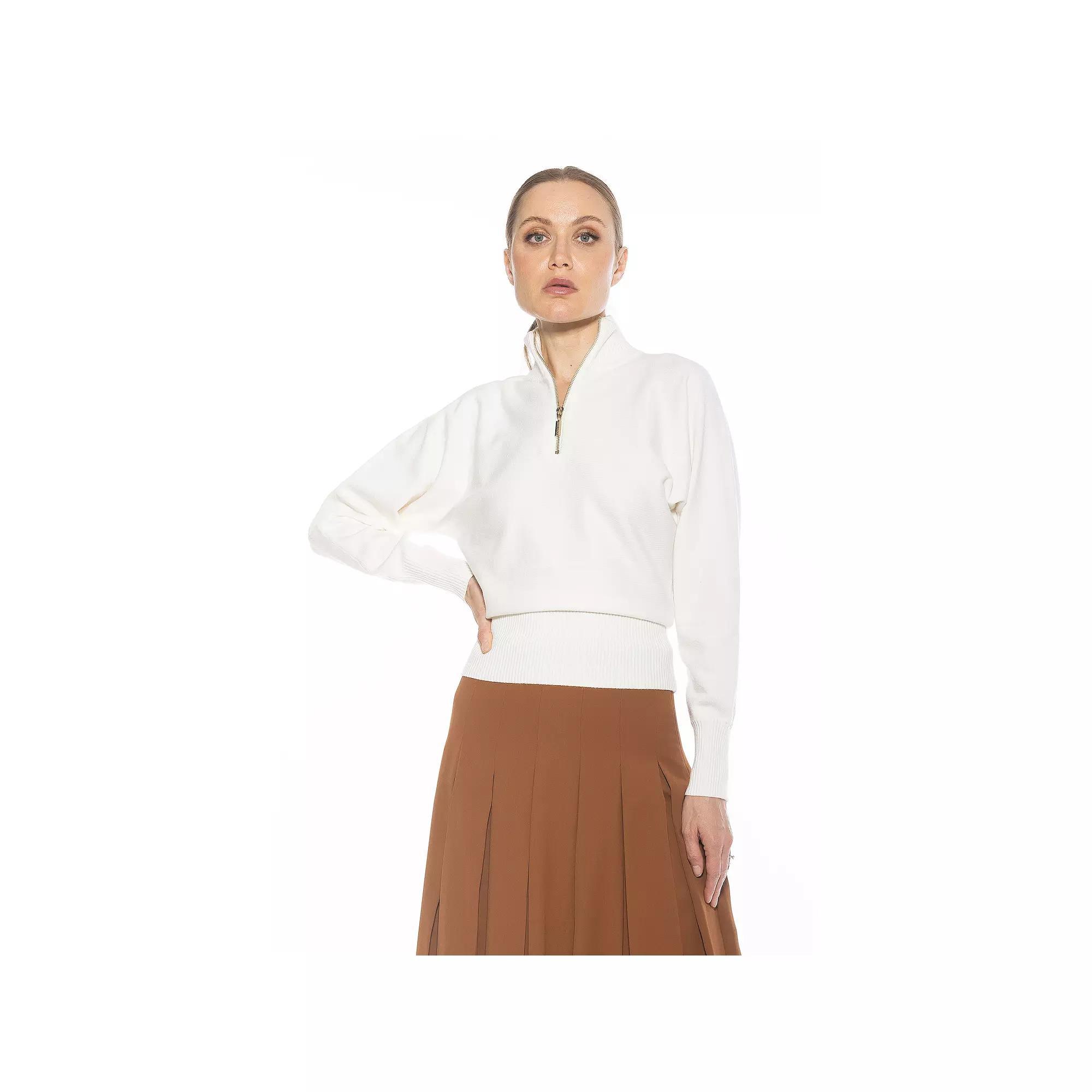Women's ALEXIA ADMOR Niko Turtleneck Sweater with Front Zipper Detail, Size: Small, Brown Product Image