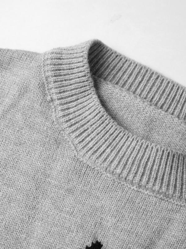 Vintage Star Jacquard Crew Neck Sweater Product Image
