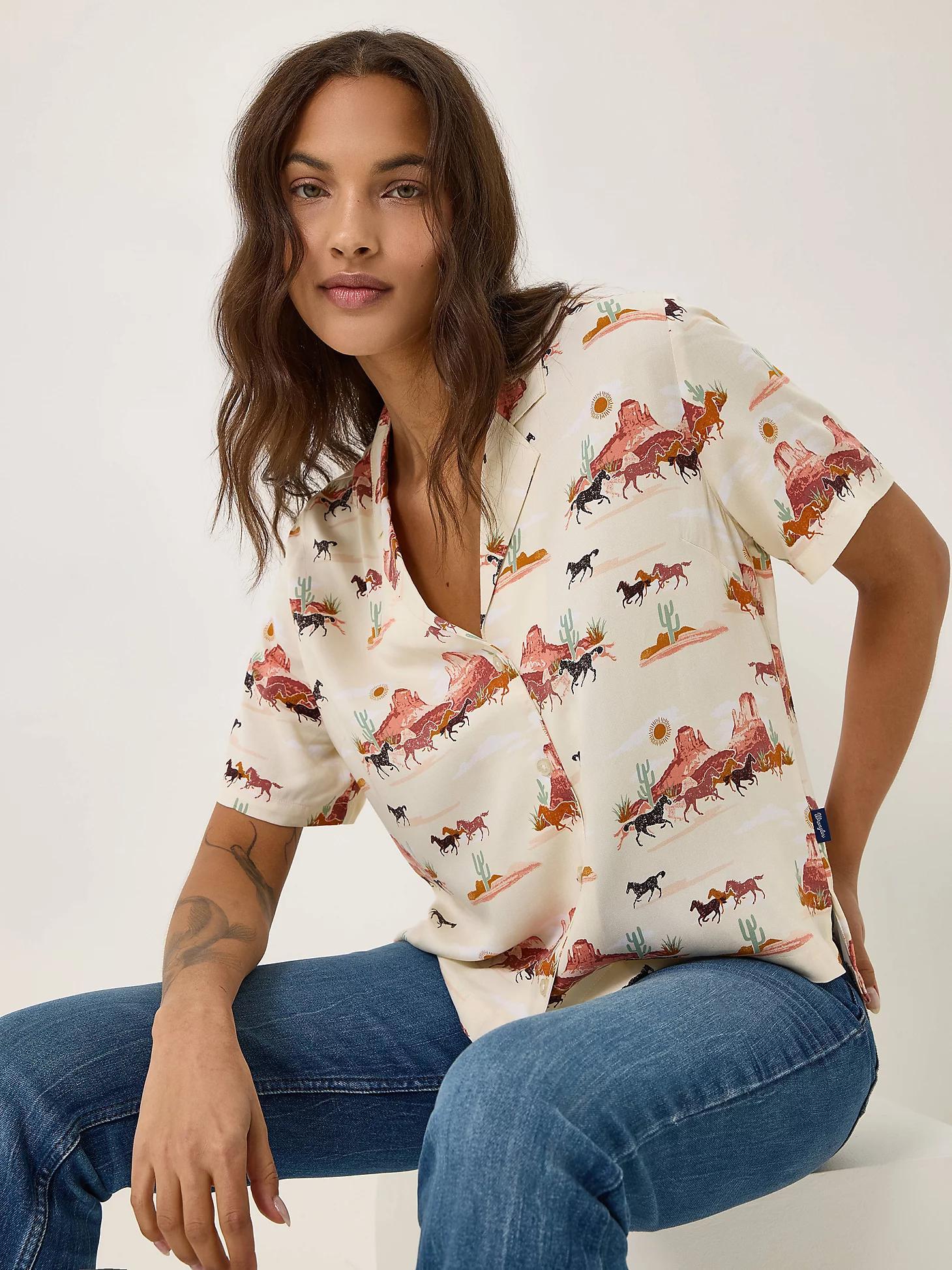 Women's Wrangler Retro® Cowgirl Camp Shirt | Women's TOPS | Wrangler® Product Image