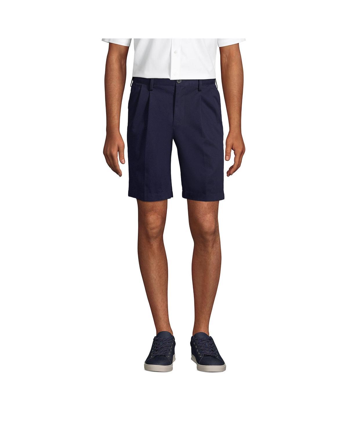 Men's Lands' End Comfort Waist 9-inch No-Iron Pleated Chino Shorts, Size: 37, Radiant Blue Product Image