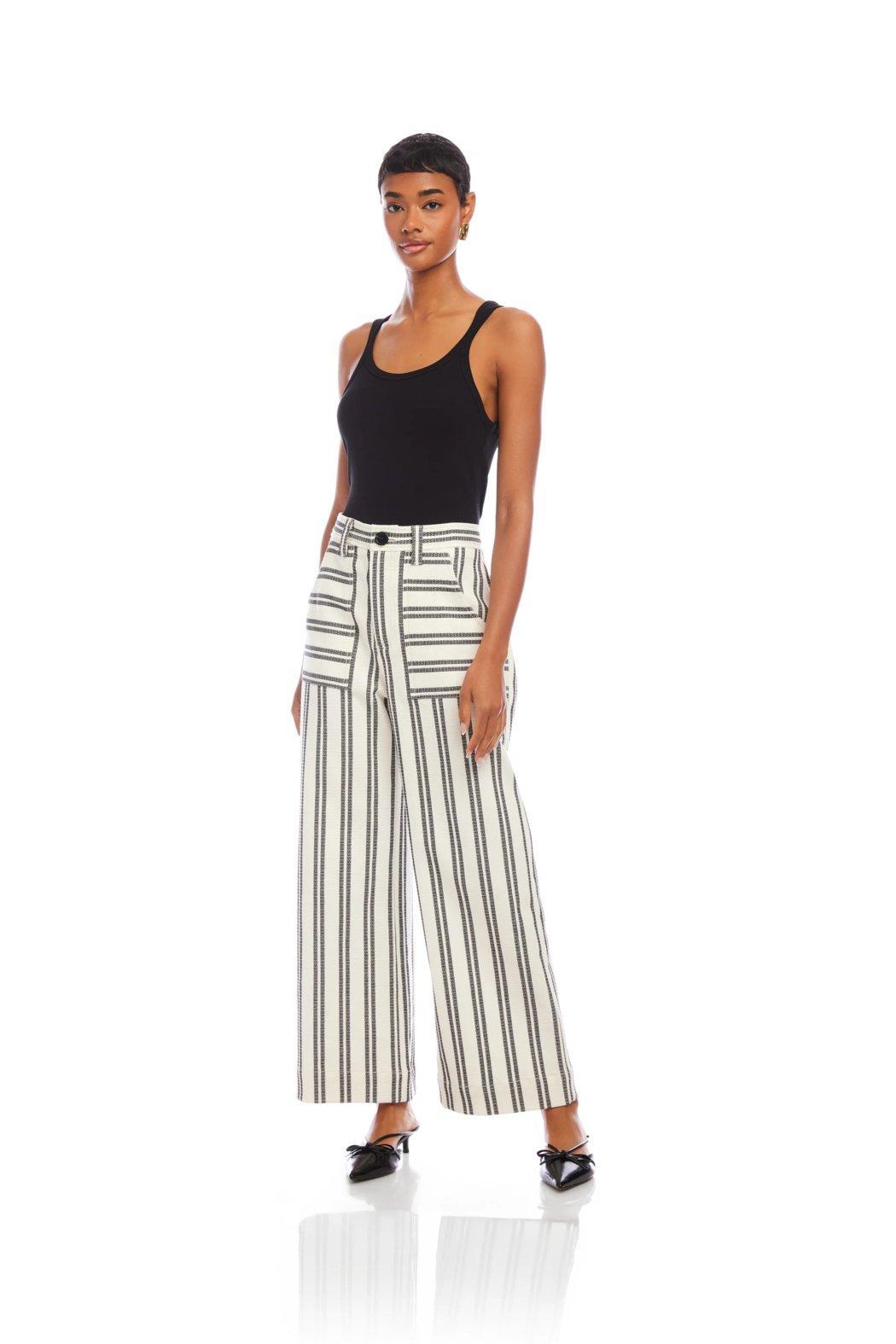Rylee Cropped Pants - Black Stripe Product Image