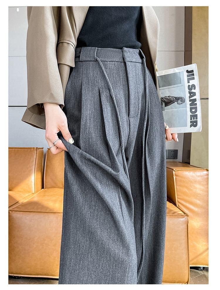 High Rise Plain Wide Leg Suit Pants (Various Designs) Product Image