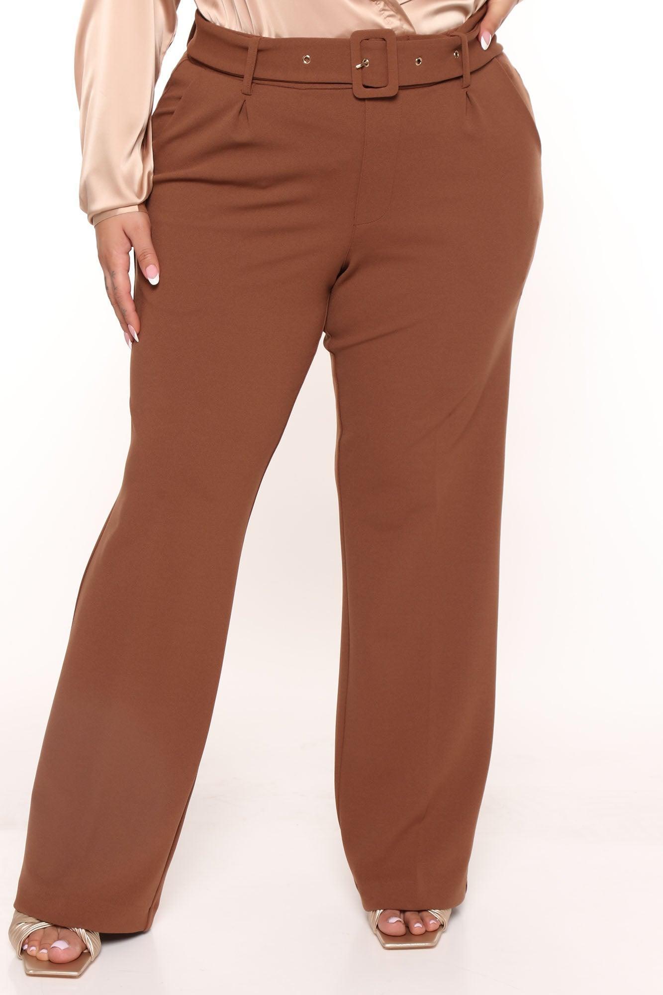 Celine Belted Wide Leg Pant - Brown Product Image