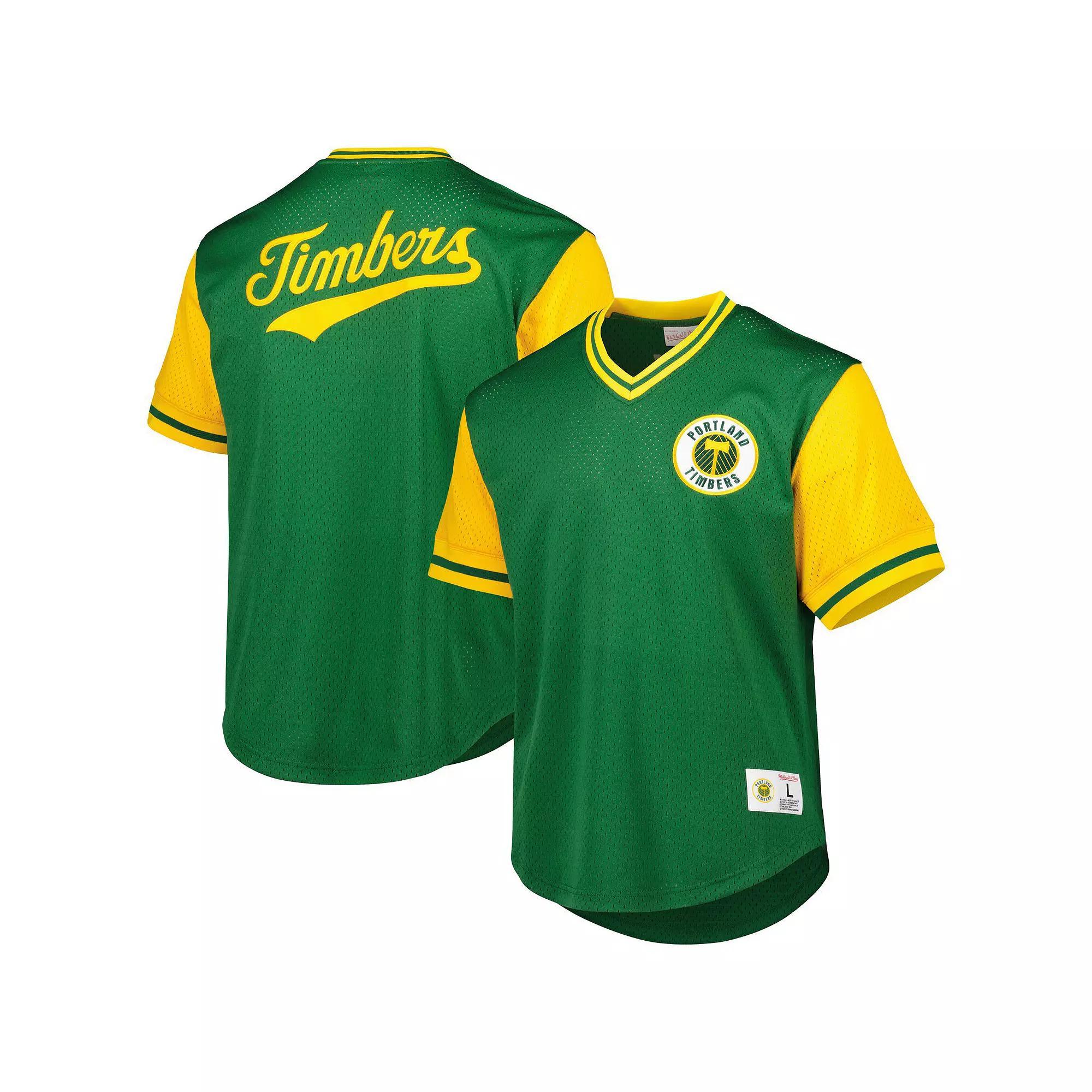 Mens Mitchell & Ness Portland Timbers Mesh V-Neck T-Shirt Product Image