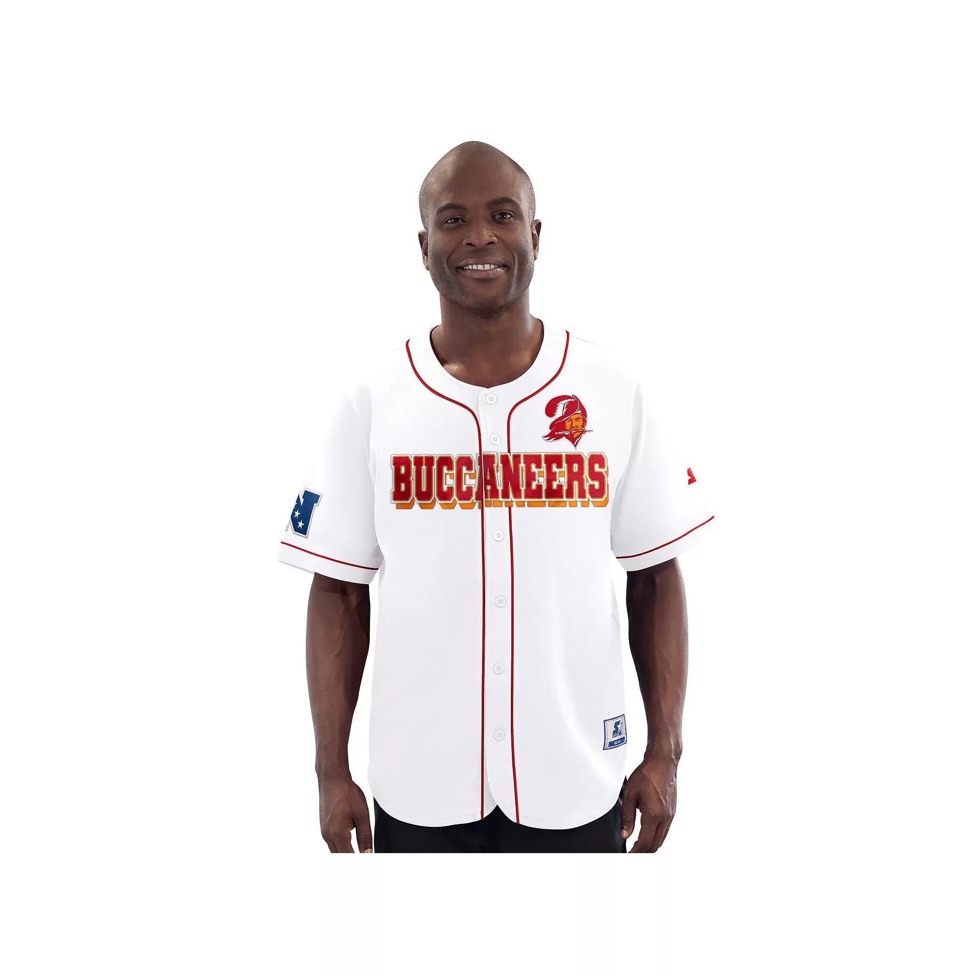 Men's Starter White Tampa Bay Buccaneers Relay Vintage Full-Button Baseball Jersey, Size: XXL Product Image