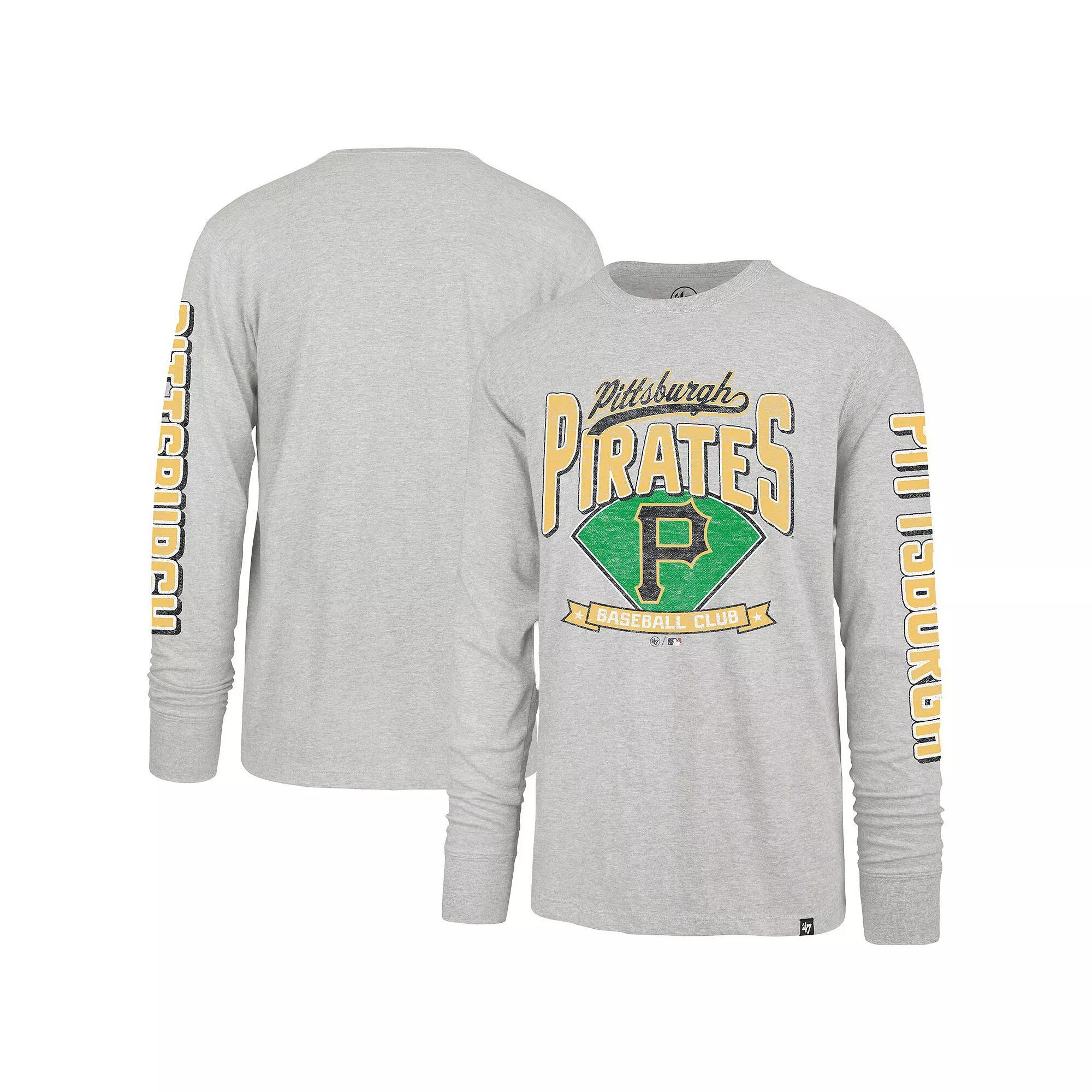 Men's '47 Gray Pittsburgh Pirates Fair Ball Franklin Long Sleeve T-Shirt, Size: 2XL, Grey Product Image